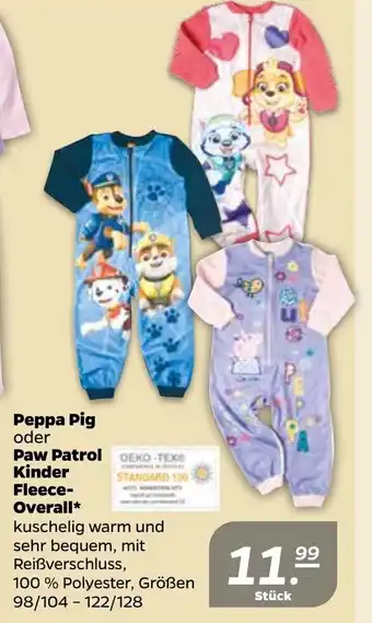 NETTO Peppa Pig oder Paw Patrol Kinder Fleeceoverall Angebot