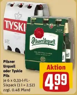 REWE Pilsner Urquell oder Tyskie Pils Angebot