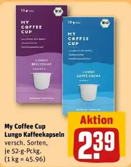 REWE My Coffee Cup Lungo Kaffeekapseln Angebot