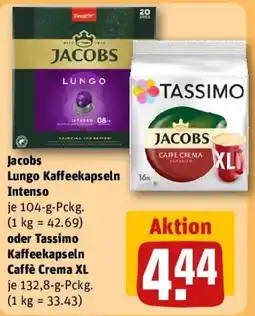 REWE Jacobs Lungo Kaffeekapseln Intenso oder Tassimo Kaffeekapseln Caffè Crema XL Angebot