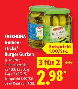 Lidl Freshona gurkensticks Angebot