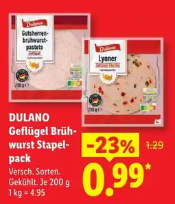 Lidl Dulano geflügel brühwurst stapelpack Angebot