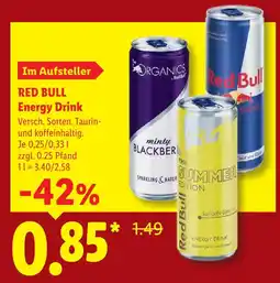 Lidl Red bull organics minty blackberry Angebot