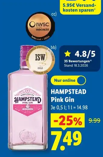 Lidl Hampstead pink gin Angebot