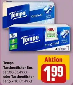 REWE Tempo Taschentücher Box oder Taschentücher Angebot