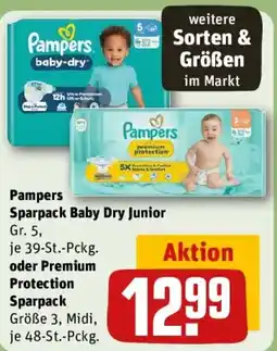REWE Pampers Sparpack Baby Dry Junior oder Premium Protection Sparpack Angebot