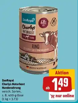 REWE ZooRoyal Charlys Naturkost Hundenahrung Angebot
