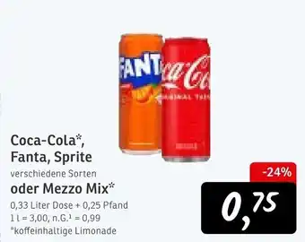 KONSUM Coca-Cola, Fanta, Sprite oder Mezzo Mix Angebot