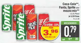 E-Center Coca-Cola**, Fanta, Sprite oder mezzo mix Angebot