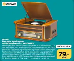 NETTO denver Nostalgie Musikanlage mit Plattenspieler 4-in-1 MCR-50MK3 Angebot
