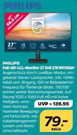 NETTO PHILIPS Full-HD-LCL-Monitor 27 Zoll 27E1N1100A Angebot