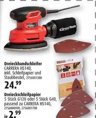 ROLLER Dreieckhandschleifer Carrera Hs140 Oder Dreieckschleifpapier Angebot