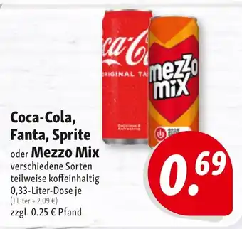 Nah & Frisch Coca-Cola, Fanta, Sprite oder Mezzo Mix Angebot
