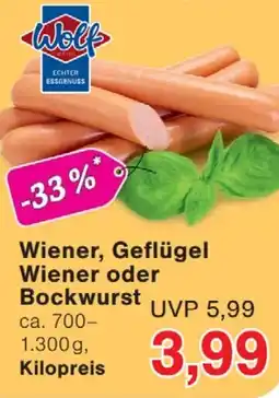Wiglo Wunderland Wiener, Geflügel Wiener oder Bockwurst Angebot