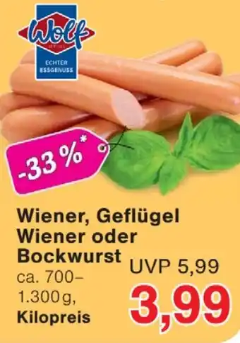 Wiglo Wunderland Wiener, Geflügel Wiener oder Bockwurst Angebot