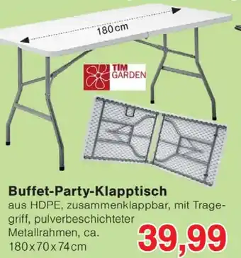 Wiglo Wunderland TIM GARDEN Buffet-Party-Klapptisch Angebot