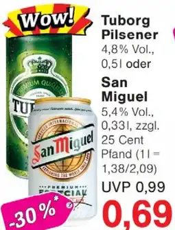 Wiglo Wunderland Tuborg Pilsener oder San Miguel Angebot