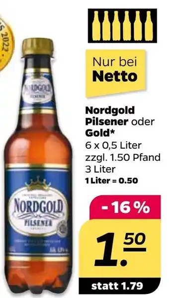 NETTO Nordgold Pilsener oder Gold 6x0,5L Angebot