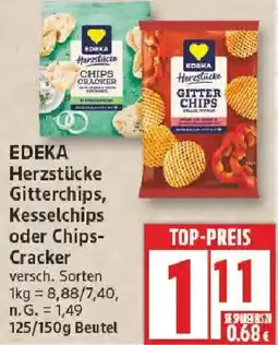 Edeka EDEKA Herzstücke Gitterchips, Kesselchips oder Chips- Cracker Angebot