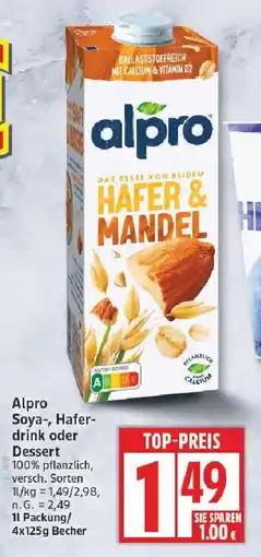 Edeka Alpro Soya-, Haferdrink oder Dessert Angebot