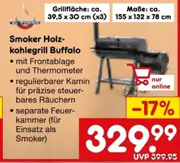 Netto Marken-Discount El Fuego Smoker Holzkohlegrill Buffalo Angebot