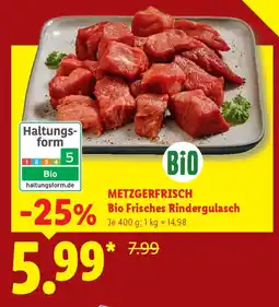 Lidl METZGERFRISCH Bio Frisches Rindergulasch Angebot