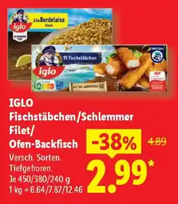 Lidl iglo Fischstäbchen/Schlemmer Filet/ Ofen-Backfisch Angebot