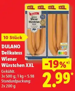 Lidl Dulano Delikatess Wiener Würstchen XXL Angebot