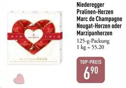 Galeria Markthalle Niederegger Pralinen-Herzen Marc de Champagne Nougat-Herzen oder Marzipanherzen Angebot