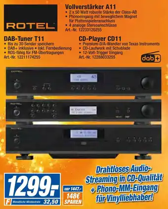 expert Techno Land Rotel Vollverstärker A11, DAB Tuner T11 oder CD Player CD11 Angebot