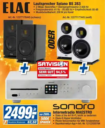 expert Techno Land ELAC Lautsprecher Solano BS 283 oder Sonoro Internetradio Maestro Angebot