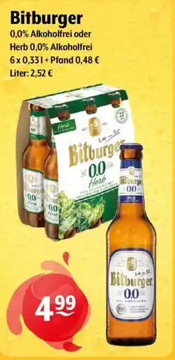 Getränke Hoffmann Bitburger 0,0% Alkoholfrei oder Herb 0,0% Alkoholfrei Angebot