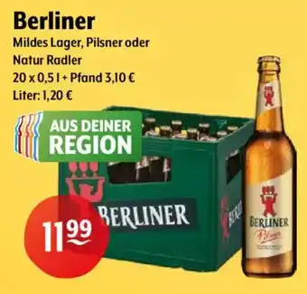Getränke Hoffmann Berliner Mildes Lager, Pilsner oder Natur Radler Angebot