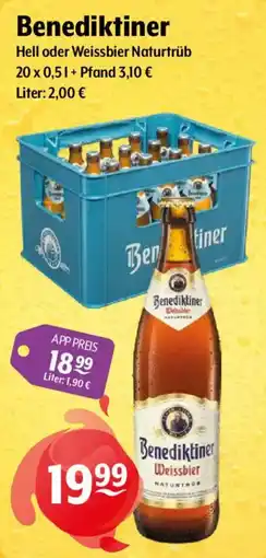 Getränke Hoffmann Benediktiner Hell oder Weissbier Naturtrüb Angebot