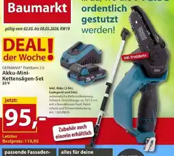 Sonderpreis Baumarkt GERMANIA Plattform 2.0 Akku-Mini- Kettensägen-Set 20 V Angebot