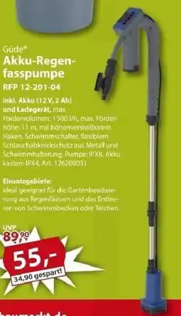 Sonderpreis Baumarkt Güde Akku-Regenfasspumpe RFP 12-201-04 Angebot