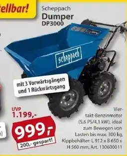 Sonderpreis Baumarkt Scheppach Dumper DP3000 Angebot