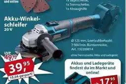 Sonderpreis Baumarkt GERMANIA Plattform 2.0 Akku-Winkel- schleifer 20V Angebot