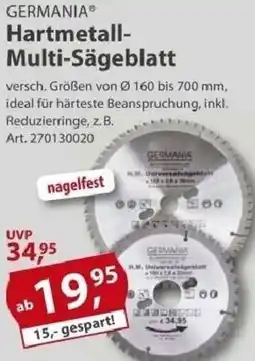 Sonderpreis Baumarkt GERMANIA Hartmetall- Multi-Sägeblatt Angebot