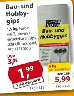 Sonderpreis Baumarkt SUPER NOVA Bau- und Hobbygips Angebot