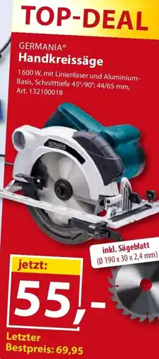 Sonderpreis Baumarkt GERMANIA Handkreissäge Angebot