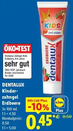 Lidl DENTALUX Kinderzahngel Erdbeere Angebot