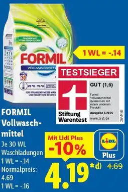 Lidl FORMIL Vollwaschmittel Angebot