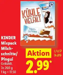 Lidl KINDER Mixpack Milchschnitte/ Pingui Angebot