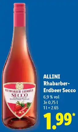 Lidl ALLINI Rhabarber Erdbeer Secco Angebot