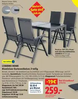 Lidl LIVARNO HOME Aluminium-Gartenmöbelset, 5-teilig Angebot