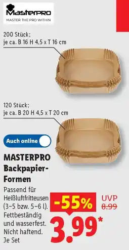 Lidl MASTERPRO Backpapier Formen Angebot