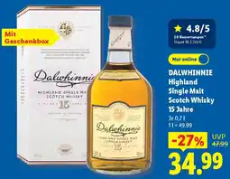 Lidl DALWHINNIE Highland Single Malt Scotch Whisky 15 Jahre Angebot