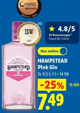 Lidl HAMPSTEAD Pink Gin Angebot