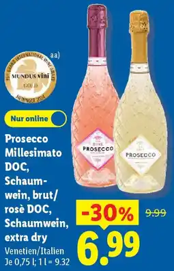 Lidl Prosecco Millesimato DOC, Schaumwein, brut/ rosè DOC, Schaumwein, extra dry Angebot